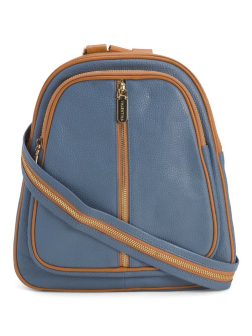 VALENTINA Made In Italy Leather Dome Backpack With Front Zipper